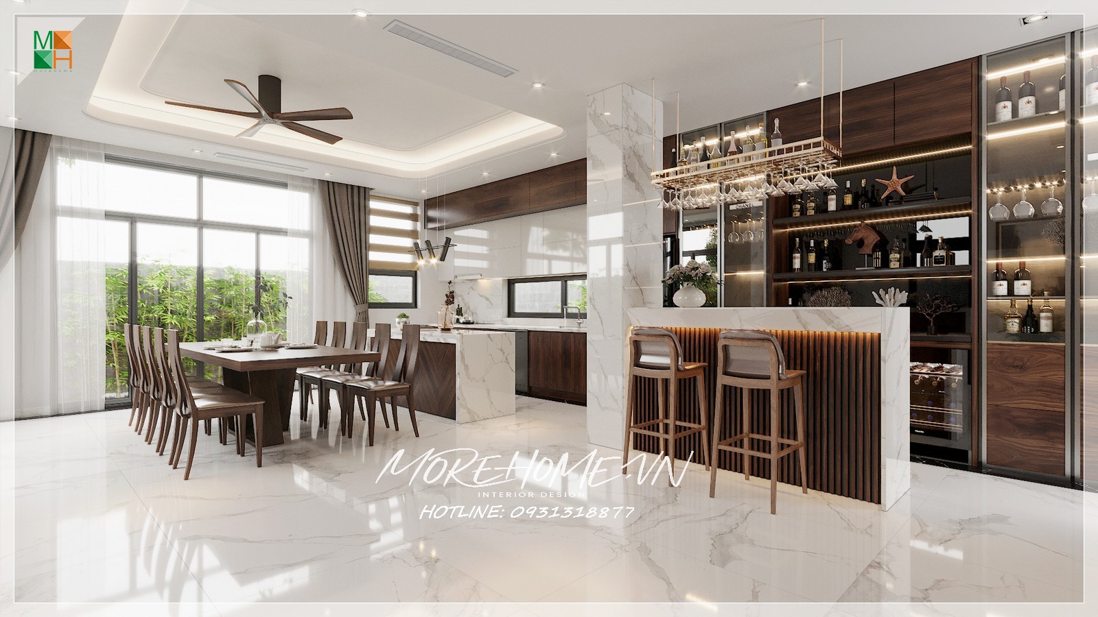 Thiết kế phòng bếp biệt thự hiện đại
